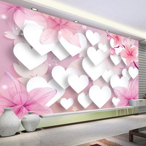 Custom Photo Wallpaper 3D Romantic Pink Love Large Wall Painting Mural Paper Kids Bedroom TV Background Home Decor Wall Paper