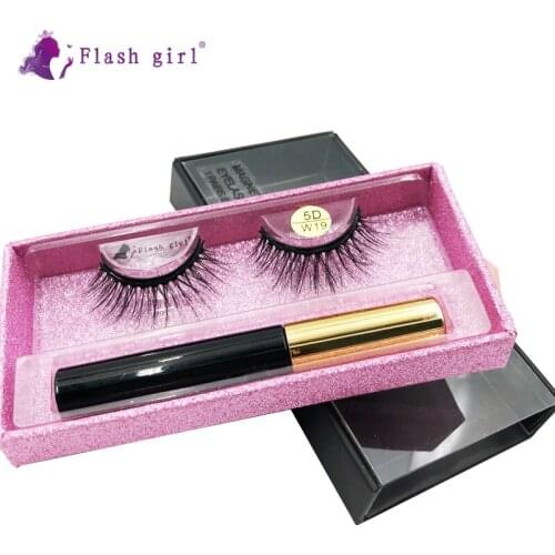 Most Popular 5D Mink Magnetic Eyelashes Kit Natural Thick Eye Lashes With Waterproof Liquid Eyeliner Makeup Tools W19