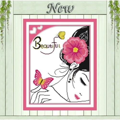 Sweetness beautiful girl home decor paintings counted print on canvas DMC 11CT 14CT Cross Stitch kits needlework Sets embroidery