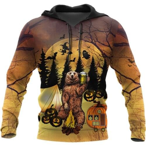 CLOOCL Halloween Camping Bear 3D All Over Printed Autumn Men Hoodies Unisex Casual Pullovers Zip Hoodie Streetwear Tracksuit