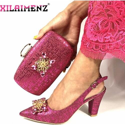2019 Italian Shoes with Matching Bags for Party In Women Nigerian Party Pumps with Purse Wedding High Heels Pointed Toe Sandals