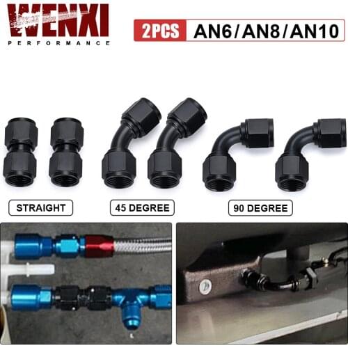 2 PCS Universal 0 45 90 Degree AN6 AN8 AN10 Female to AN6 AN8 AN10 Female Hydraulic hose Elbow Oil Cooler Fitting Hose Fittings