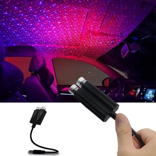 USB Music Rhythm LED Car Roof Star Night Light Voice Control Projector Atmosphere Galaxy Ambient Lamp Car Interior Decor Light