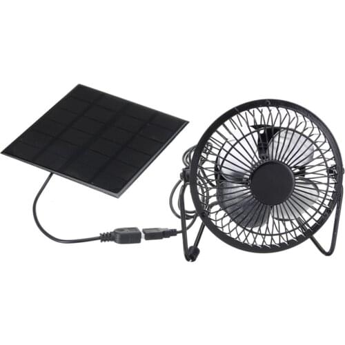 5W 4 inch USB Solar Exhaust Fan Air Extractor Mini Ventilator Solar Panel Powered Fan for Home Office Outdoor Traveling Fishing