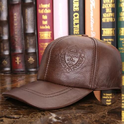 XdanqinX Winter Natural Genuine Leather Hat Baseball Caps For Men Cowhide Leather Cap Adjustable Size Casual Brand Snapback Hats