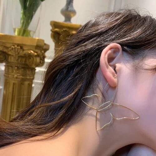 Artsy Butterfly Silhouette Hoop Earrings For Women 2020 Exaggerated Abstract Outline Chic Earrings Girls Korean Earrings Femme