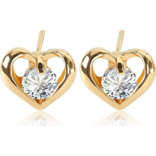 New Fashion Stud Jewelry Hot Sale Hollow Love Heart Fine Zircon Stud Earrings For Woman Crystal Earrings Accessories Best Gift