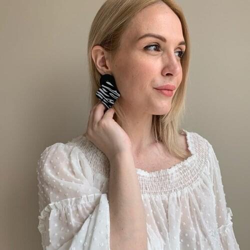 JID Vintage Women Stud Earrings Retro Zebra Print Squre Metal Earrings Korean Fashion Body Jewellery Gfit For Mom Accessories