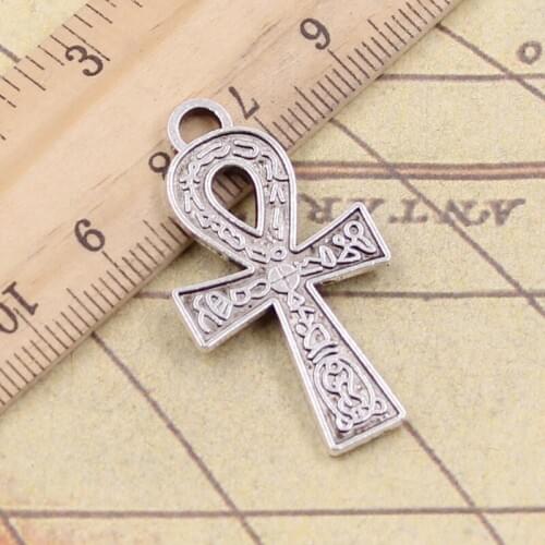10pcs Charms Egyptian Ankh Life Symbol 38x21mm Antique Bronze Silver Color Pendants Making DIY Handmade Tibetan Finding Jewelry