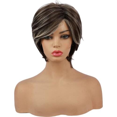 10" Female Straight Side Part Shaggy Natural Looking Cosplay Daily Wigs W/ Bangs