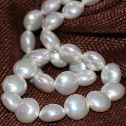12mm natural white shell pearl coin button beads fit diy high quality necklace bracelet women elegant jewelry 15inch B2279
