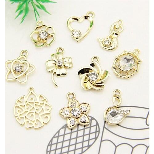 12pcs/lot fashion Flower Heart Necklace Pendants for Jewelry Making Key chain Bracelet earring Accessories Handmade DIY Crafts