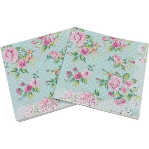 20pcs Color Printing Paper Napkins Festive Party Tissue Floral Decoration 33cm*33cm