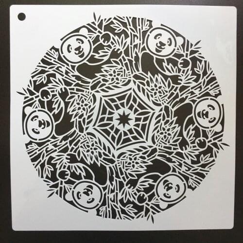 30 * 30cm size panda diy craft mandala mold for painting stencils stamped photo album embossed paper card on wood, fabric, wall