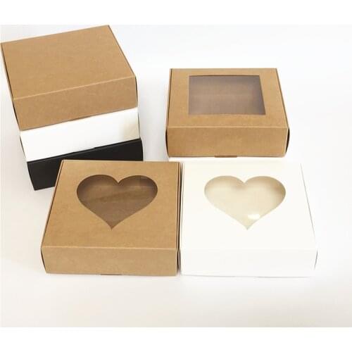 30Pcs Small Kraft Paper Box Handmade Soap Box With Transparent PVC Window Gift Boxes White Jewelry Packaging Display Box