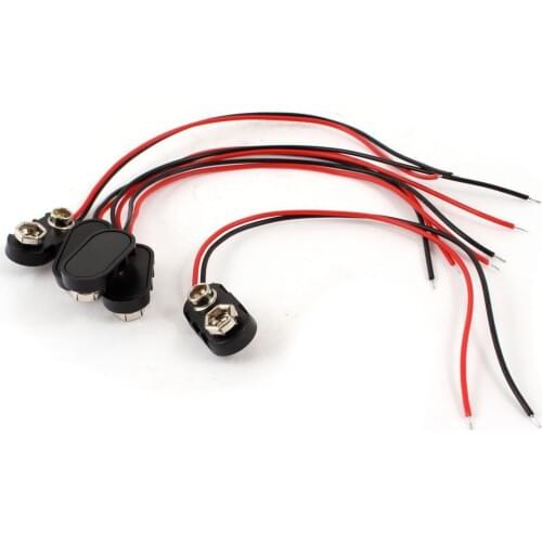 5 x black plastic case 14, 99 cm 2 - cable connector 9 V rechargeable battery