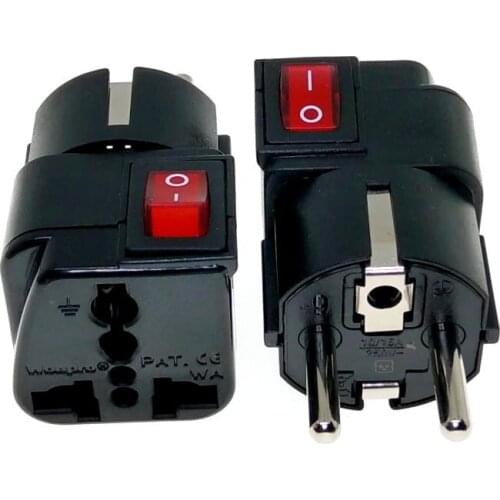 Schuko EU Israeli Russian German Travel Adapter Fit to World Plug With LED Mian Switch WONPRO Brand