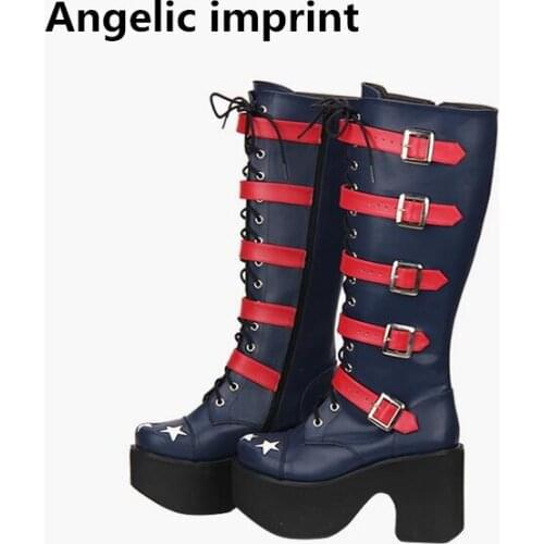 Angelic imprint mori girl motorcycle punk boots lady lolita Boots woman high heels pumps Women princess party shoes 33-47 10cm