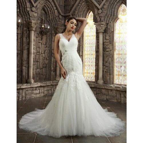 Real Pictures White Lace Mermaid Wedding Dress 2015 Cheap Lace Appliques Bridal Gowns Dresses For Brides Robe De Mariage