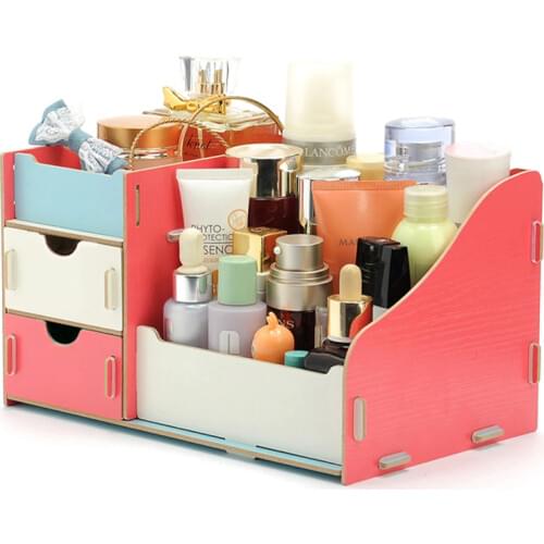 Wooden Storage Box Jewelry Container Makeup Organizer Case Handmade DIY Cosmetic Organizer Wood Storage Box