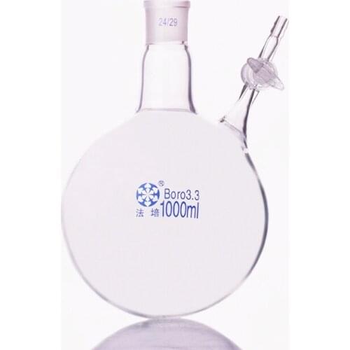 Single standard ground mouth reaction ball bottle,Capacity 1000ml,Joint 24/29,Glass switch valve,Reaction flask
