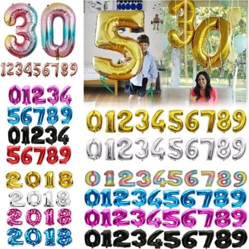 32 Inch Gold Silver Number Foil Helium Balloon Baby Shower Boy Favors Wedding Balloons Decoration Birthday Event Party Supplies