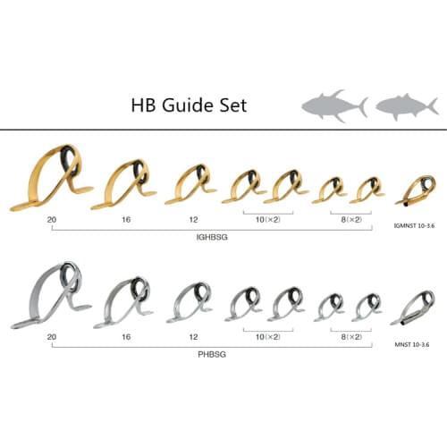 HBSG Guide HB Heavy Duty Saltwater Casting & Boat Guides with SIC ring , one set (8pcs)