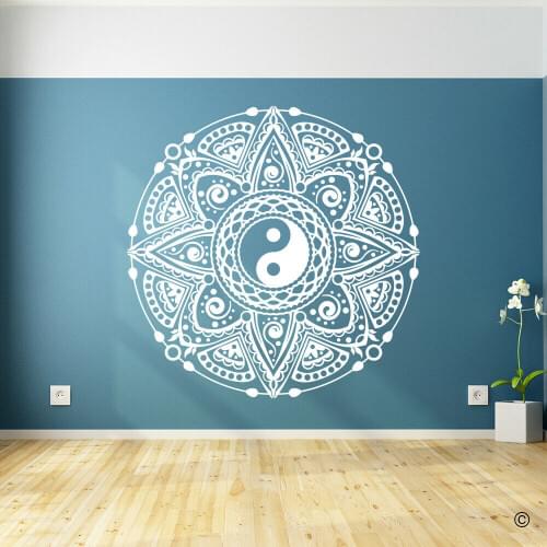 Yin Yang Mandala Flower Wall Decal Vinyl Bohemia Wall Stickers for living Room Decoration Removable Art Family Wallpaper
