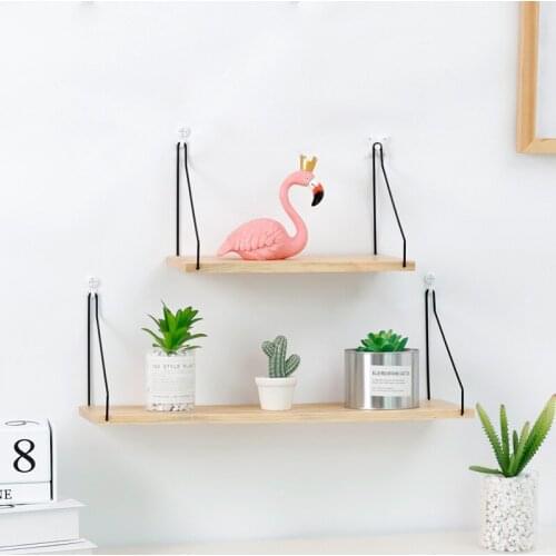 Creative Iron Art Wooden Shelf Wall Mount Nordic Style Home Decoration Craft Storage Shelf Wall Decorative Photography Props