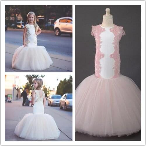 Mermaid Lace 2019 Arabic Flower Girl Dresses Crew Tulle Sexy Child Wedding Dresses Vintage Little Girl Pageant Dresses