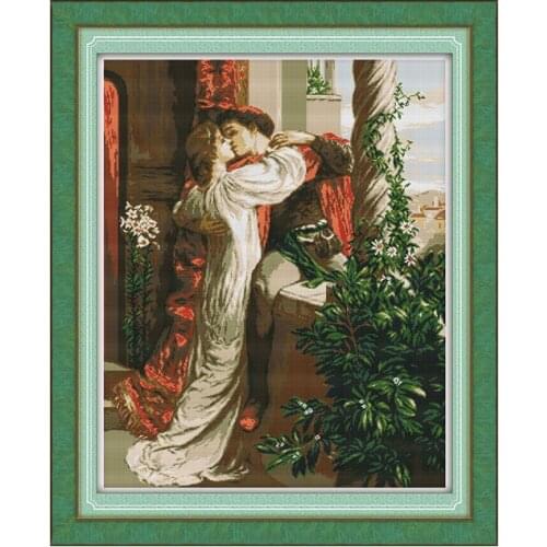 Joy Sunday Printed Cross Stitch Kits Romeo and Juliet 11CT 14CT DMC Counted Canvas Embroidery Kit DIY Handmade Needlework Sets