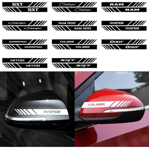 2Pcs Car Styling Rearview Mirror Sticker For Dodge SXT Challenger Charger RAM 1500 Avenger Durango Caliber Dart Nitro SRT