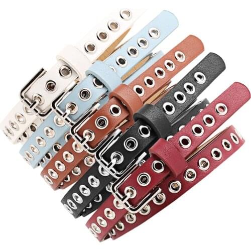 2021 New Women Waist Belt Strap Hollow Rivets PU Leather Strap For Womens Slim Vintage Rivet Luxury Designer Punk Belts Rivet