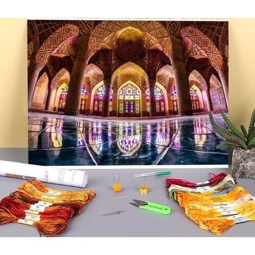 Region Islam Printed Fabric 11CT Cross-Stitch Embroidery Complete Kit DMC Threads Sewing Handicraft Painting Design