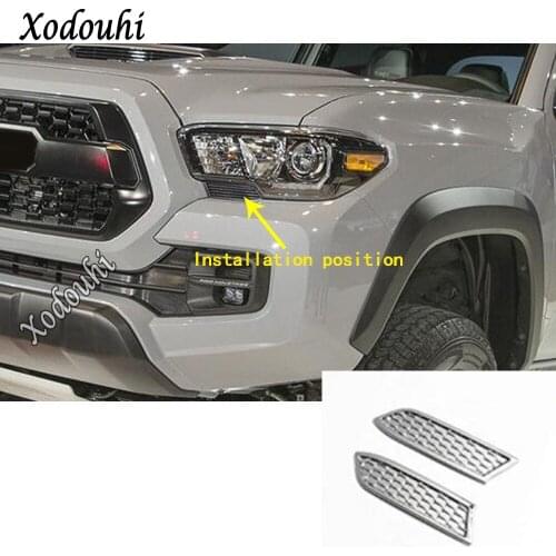 Car Body Head Front Molding Eyebrow/Trim Light Lamp Frame Sticker Cover 2pcs For Toyota Tacoma 2015 2016 2017 2018 2019 2020