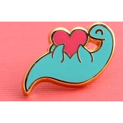 Plesiosaur Dinosaur Love Heart Enamel Brooch Pin Backpack Hat Bag Lapel Pins Badges Women Mens Fashion Jewelry Accessories