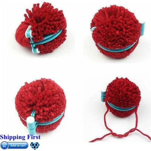 Pompom Maker Ball 1 set/ 4 Sizes Essential Pom-Pom Fluff Weaver Needle Craft Knitting Tool DIY Set Random Color