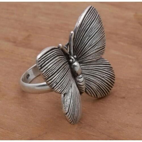 Simple Vintage Silver Color Butterfly Rings For Women Female Jewelry Punk Party Accessories Valentine Gifts