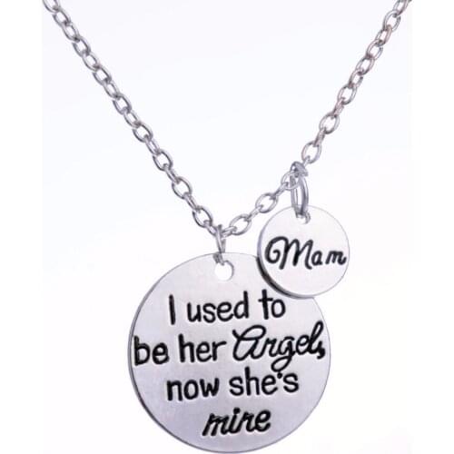 Family Love Mom Mommy Necklace I Used To Be Her Angel Pendant Charm Chain Necklaces Women Mama Mothers Day Gifts Collar Jewelry