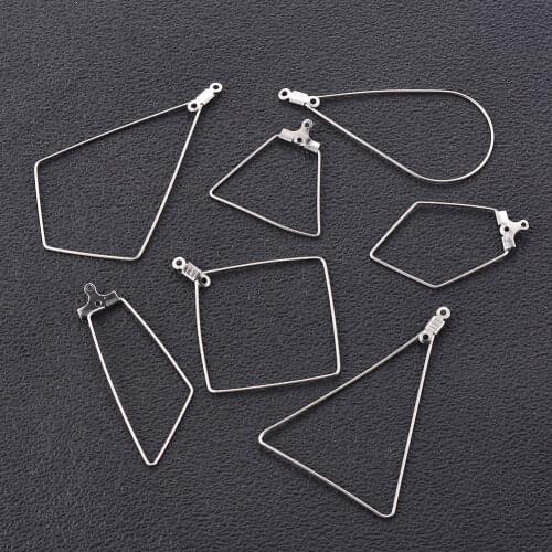 10pcs Silver Stainless Steel Earrings Pendants DIY Accessories Geometric Shaped Jewelry Making Handmade Findings 7 Style