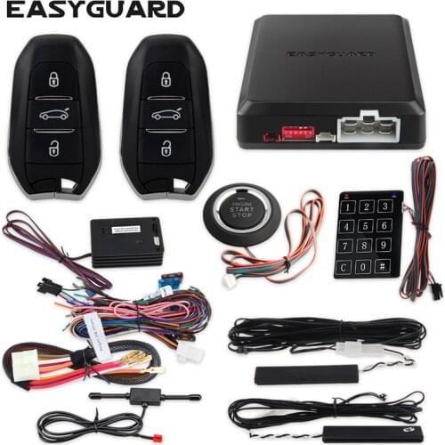 EASYGUARD start stop push start system smart key entry remote start engine touch password entry shock alarm warning universal