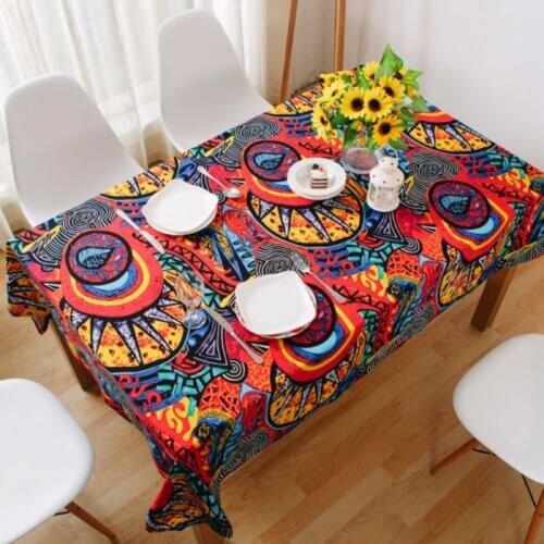 Tablecloth Bohemian style printing decoration gift table cover retro Mediterranean coffee table cover cloth linen tablecloth