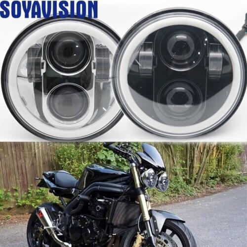 2x 5.75 inch 5 3/4" halo projector Motorcycle led headlight for Triumph Rocket iii 3 & Speed Triple & Street Triple & Thunder