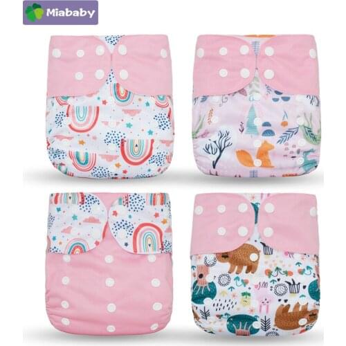 Miababy(4pcs/lot) OS Cloth Diaper Eco-friendly baby washable cloth cover Diaper Insert Waterproof Reusable Nappy