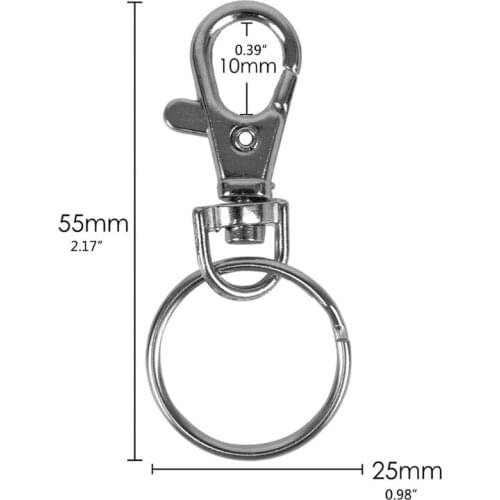 Rotating Snap Hook with Key Ring Set Lobster Clasp for Key Jewelry Diy Crafts (20 Lanyard Snap Buckles + 20 Key Rings)