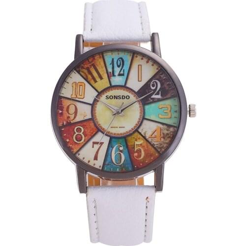 Womens Wrist Watch 2021 Womens Unisex Luxury Brand Retro Casual Faux Leather Analog Quartz Watch Clock Wristwatches Reloj Mujer