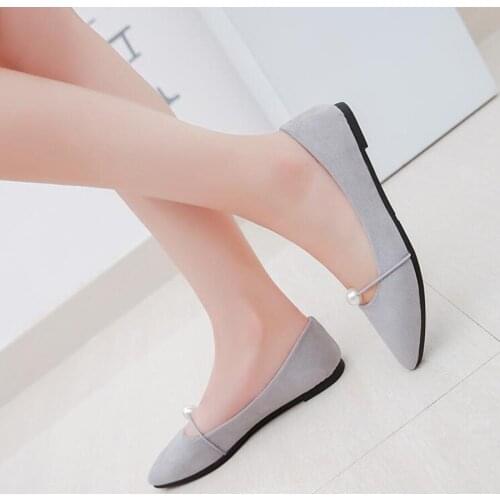 Newest Women Single Shoes Pointed Flat Shoes Casual Solid Color Suede Shoes Shallow Mouth Wild Ladies Shoes