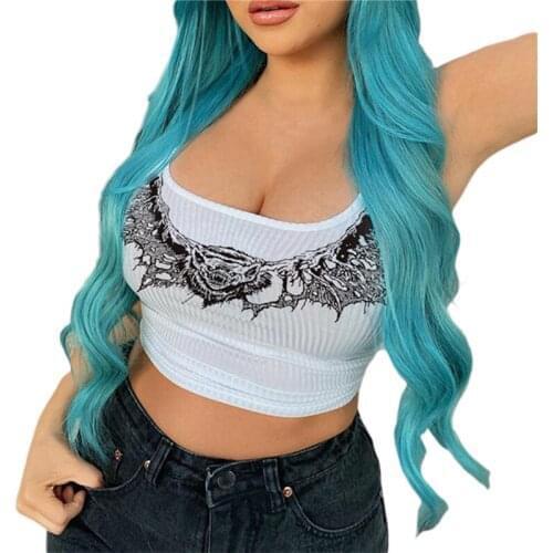 2020 Lady Summer Fashion Unique Printed Women Vest Crop Top New Sexy Slim Exposed Navel Pullover Party Skinny Sun-tops Tanks
