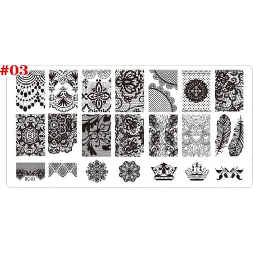 1pcs Nail Art Plate 12x6cm Nail Lace Flower DIY Nail Accessory Stainless Steel Nail Art Stamping Stamp Polish Manicure Tips BC-3