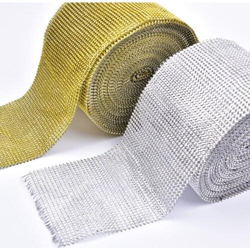10yards Plastic Crystal Rhinestone Mesh Trimming tape with 2.5mm AAA clear gold silver stones rhinestones banding silver base